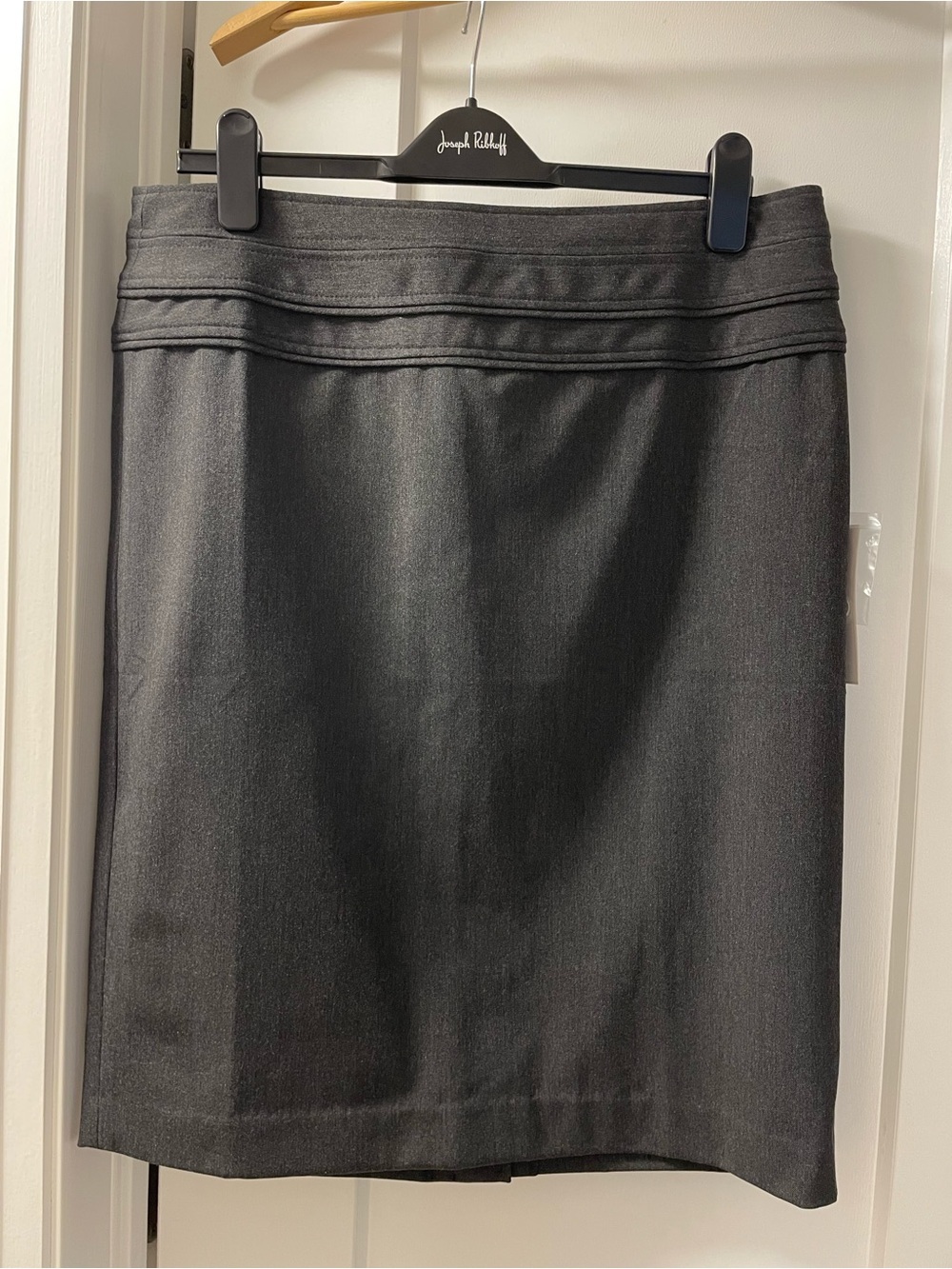 Adrienne Vittadini Charcoal Gray Tailored High-Waist Pencil Skirt - Picture 2 of 14